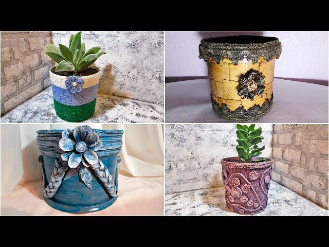 8 decor ideas for flower pots or how to make a flower pot - YouTube