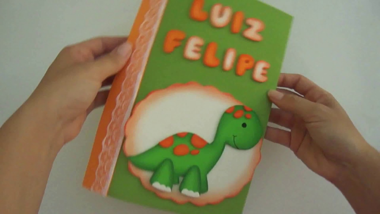 DIY - Como fazer capa caderneta de vacinação Dinossauro em EVA - Art's da Indy