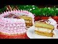 Бисквитный торт ИНЕЙ с безе и вареной сгущенкой. Новогодний торт