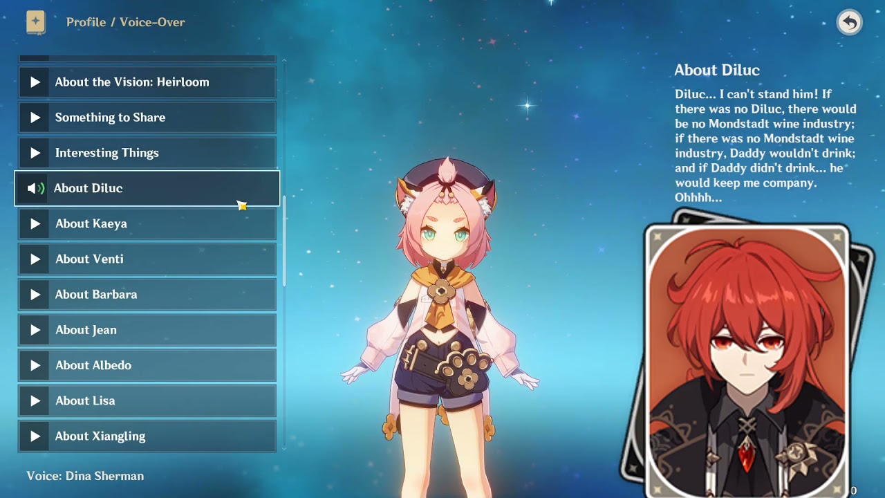 Diona talking about Diluc | Genshin Impact