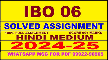 IBO 6 solved assignment 2024-25 | IBO 6 solved assignment in hindi 2025 | IBO 6 2024-25