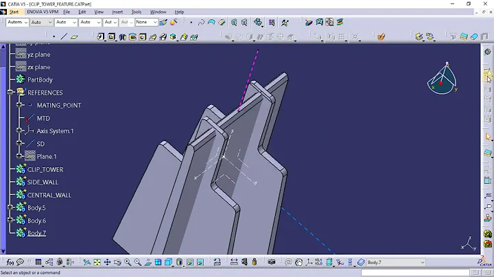 B SIDE FEATURES: CLIP-TOWER PLASTIC DESIGN FEATURE USING CATIA V5