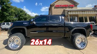 HUGE RISK PAID OFF!! Lifted 2021 GMC on 26x14s and 9 inch FTS LIFT | Mcgaughys VS FTS | 26x14 KG1