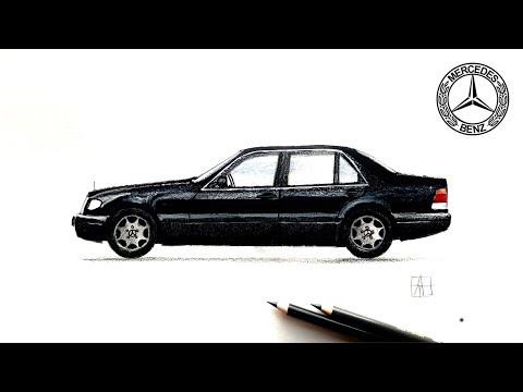 Как нарисовать машину Мерседес Кабан | MERCEDES S - class W 140