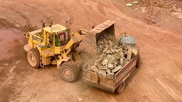 Massive Rocks Loading with Caterpillar Machine | Heavy Equipment in Action