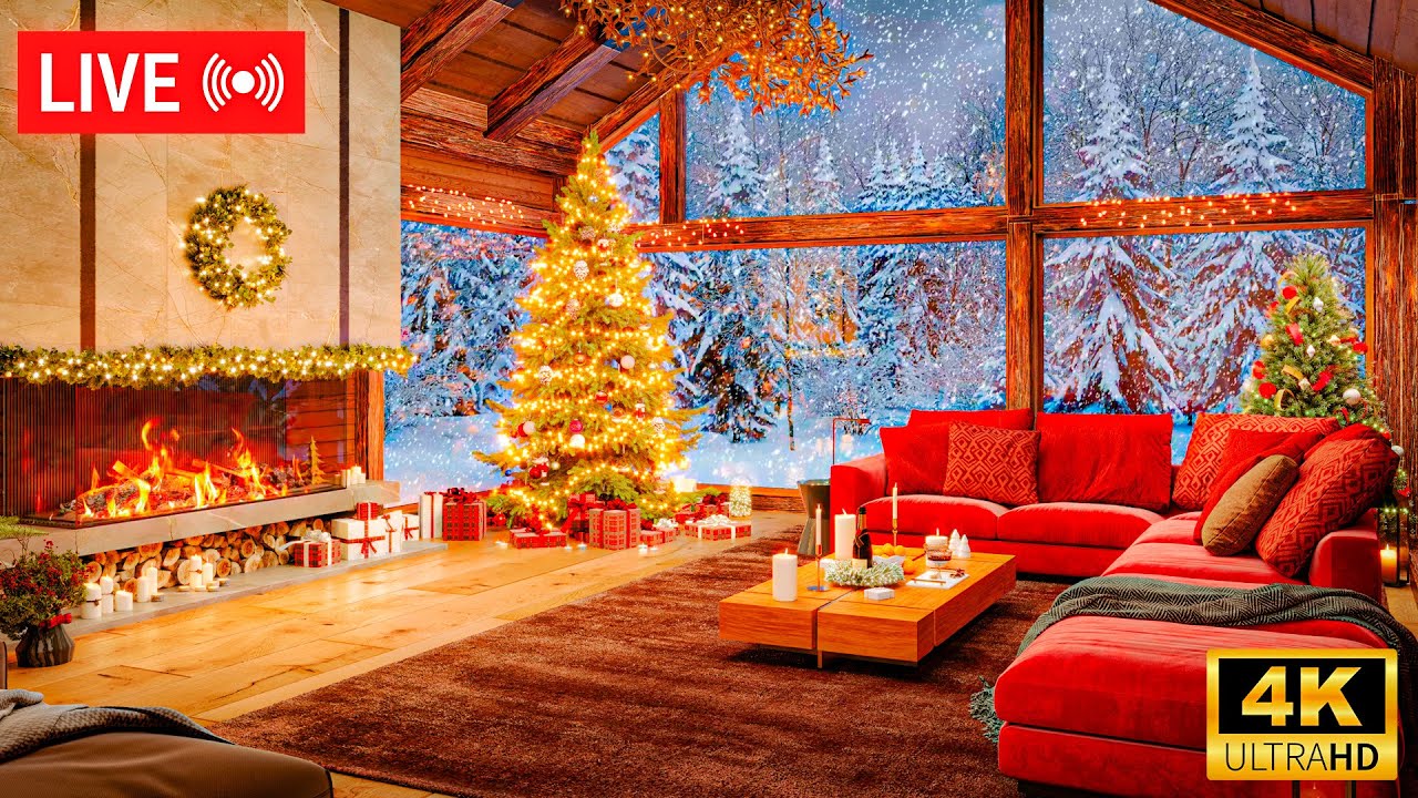 Cozy Christmas Ambience with Relax Sounds and Crackling Fireplace 🎄 ...