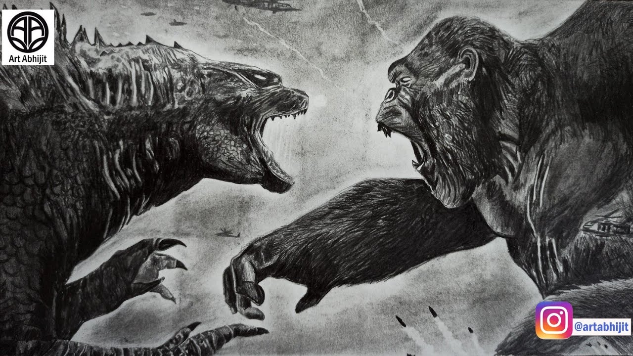 How to draw Godzilla Vs Kong || Godzilla Vs Kong || Godzilla Vs Kong