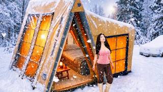 Camping Alone in a Fierce Snowstorm with My Dog | Battling Dangerous Winds