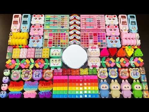 MIXING SLIME WITH CLAY VS MAKEUP VS GLITTER ! Mixing Random Things Into GLOSSY Slime #7717