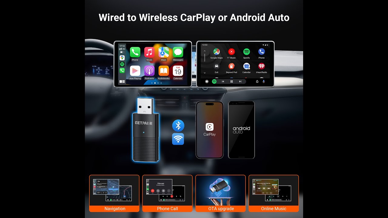 How to connect wireless Android auto via GETPAIRR A1 (CP86-4) - YouTube