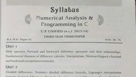 Numerical analysis syllabus Bsc 3rd year