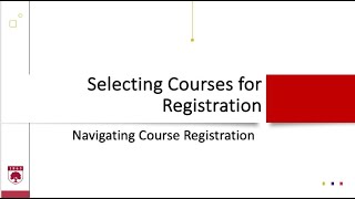 Selecting Courses for Registration Profile