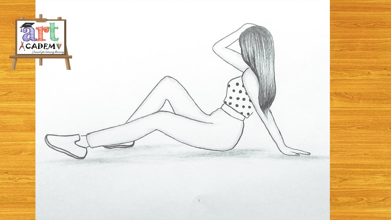 رسم بنات سهل | تعليم رسم بنت تجلس سهلة خطوه بخطوه للمبتدئين | رسم سهل جدا