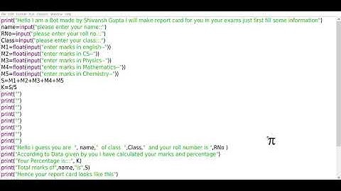 A Python Program to create Report Card
