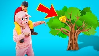 Pig Helping To Beka To Take His Hat