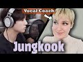 Vocal coach reacts to jungkook from bts recording euphoria in studio