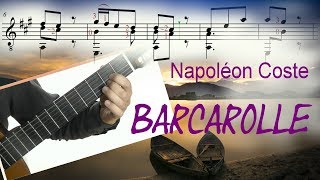 Vignette de la vidéo "Barcarolle (Napoléon Coste) - Guitar Tutorial (Score & TAB) ♫♫"