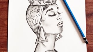 How To Draw A Beautiful African Girl/Pencil Sketch/رسم فتاة افريقية جميلة