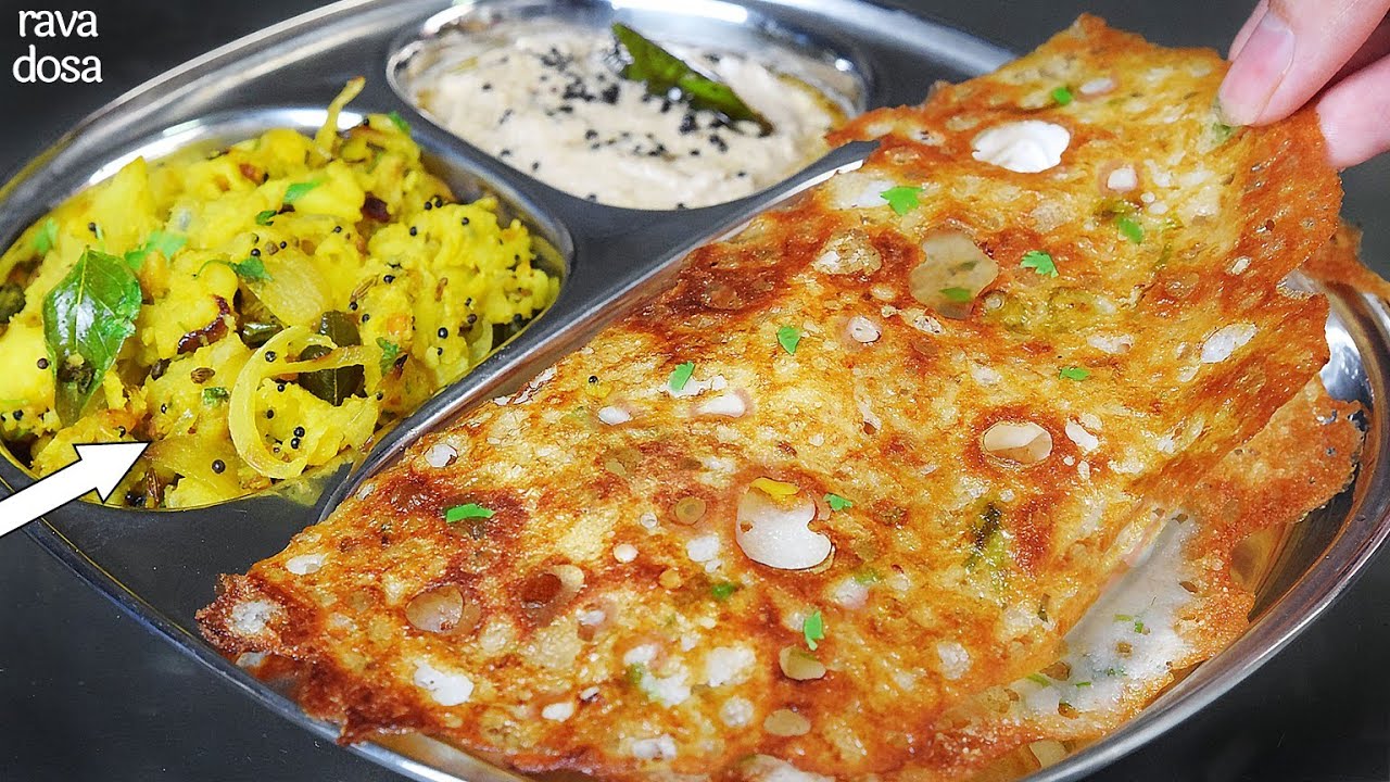 ⁣Instant Rava Dosa - Crispy Hotel style Rava Dosa - Semolina Dosa - crispy,porus Rava Dosa - रवा डोसा