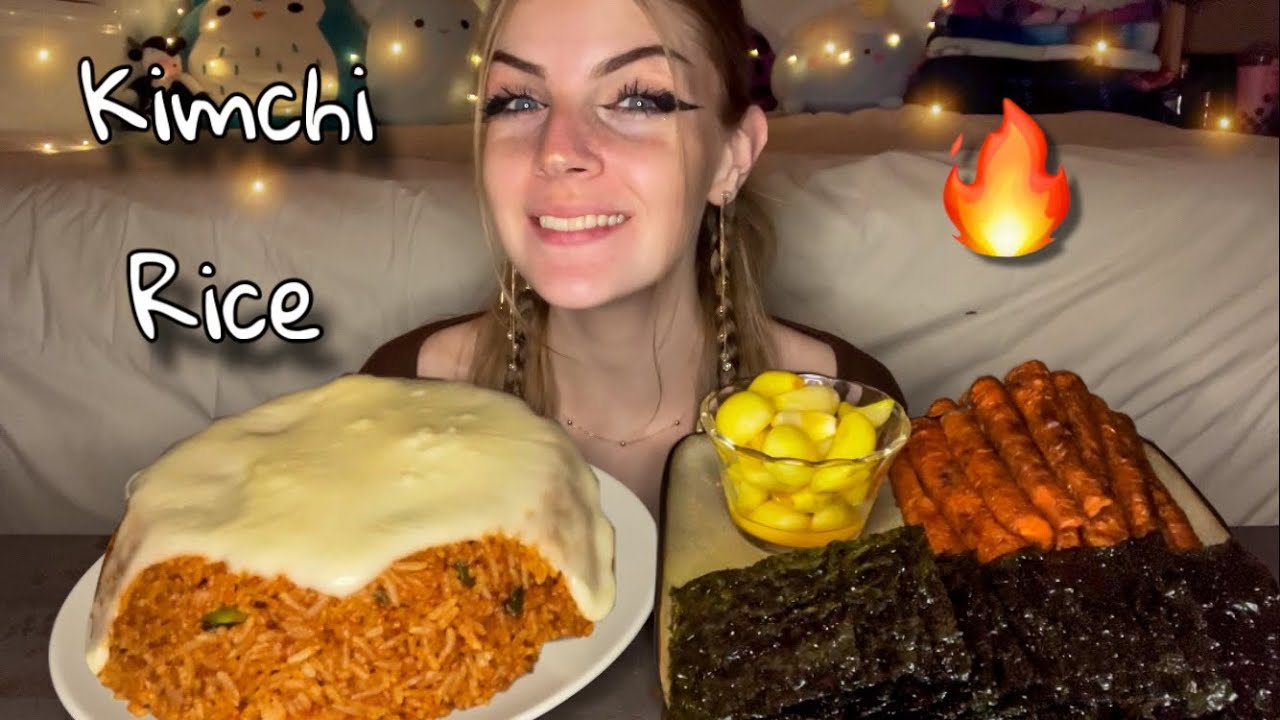CHEESY KIMCHI FRIED RICE MUKBANG! (Vegan) (No Talking)