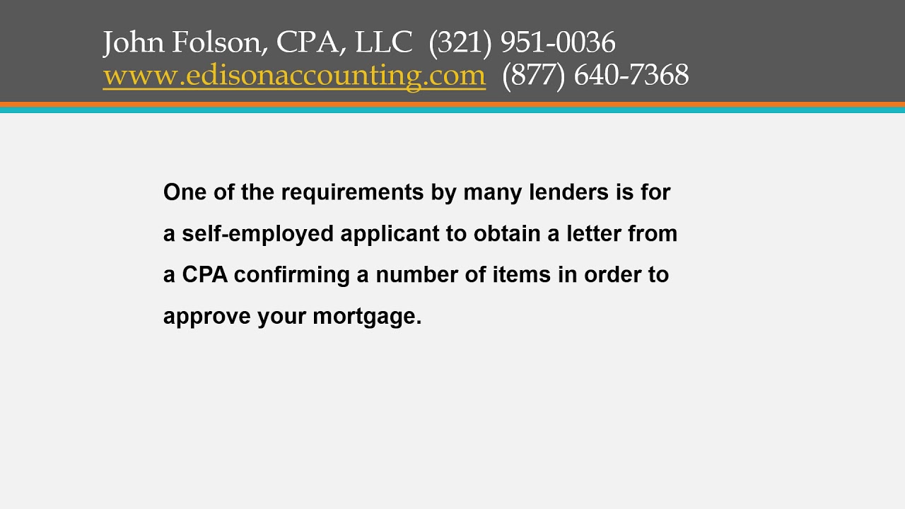Self-Employed Verification CPA Mortgage/Loan Letter - YouTube