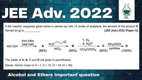 If the reaction sequence given below is carried out with 15 moles of acetylene,the amount of D form?