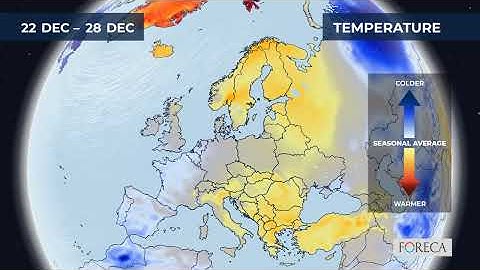 Monthly temperature forecast for Europe 13/12/2025