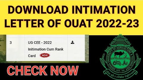 OUAT 2022 INTIMATION LETTER OUT||CHECK NOW