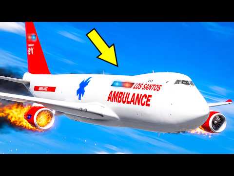 Airplane Ambulance Makes A Difficult Emergency Landing At The Airport With Burning Engines | GTA 5