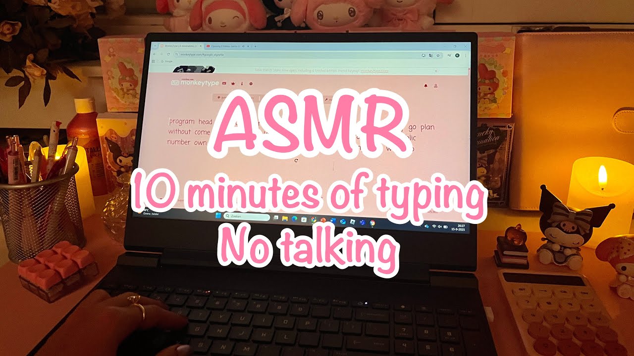 Typing Session ASMR 10 minutes of typing on a laptop keyboard, no speaking 🩷 Evening ...