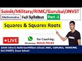 Mathematics coaching for sainikmilitaryrimcgurukuljnvst  squares  squares root 1