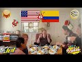 Estadounidenses probando comida colombiana