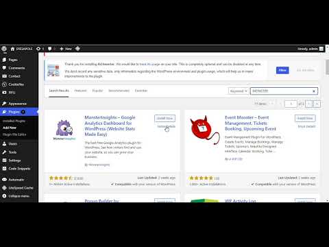 How to install and activate monsterinsights google analytics plugin in wordpress