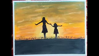 mother painting daughter easy mom acrylic canvas beginners