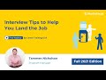 Career guidance webinar interview tips to help you land an internship fall 2021 edition