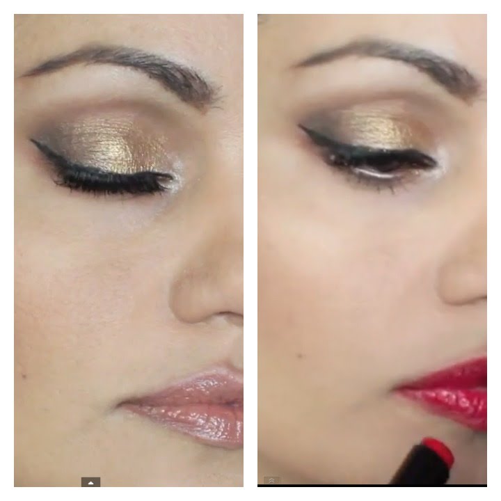 maquillaje para fiesta/ look dorado con negro - YouTube