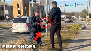 Giving Away Shoes To The Homeless For The Holidays!