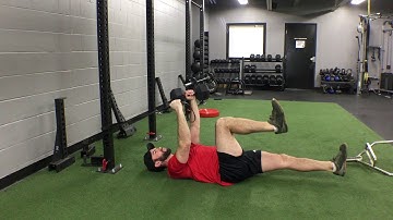 DB single arm chest press from deadbug + single arm banded anti-extension