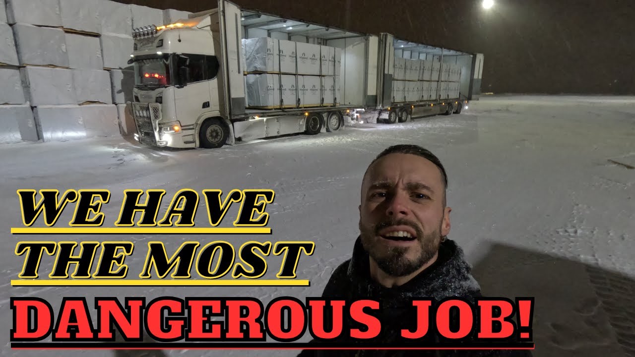 Winter trucking, loading LUMBER on a Scania 24m