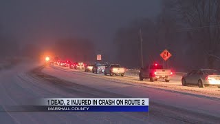 1 dead, 2 injured in crash on Route 2