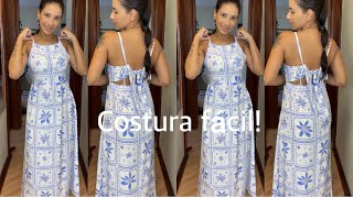Vestido longo com decote nas costas. DIY