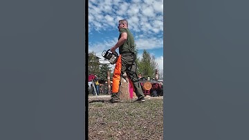 Can you balance precision, strength, and a mug of water—all while running a chainsaw?