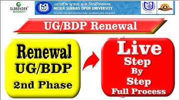 NSOU UG BDP Renewal Step by step Full Process Studentship Renewal Netaji Subhas Open University