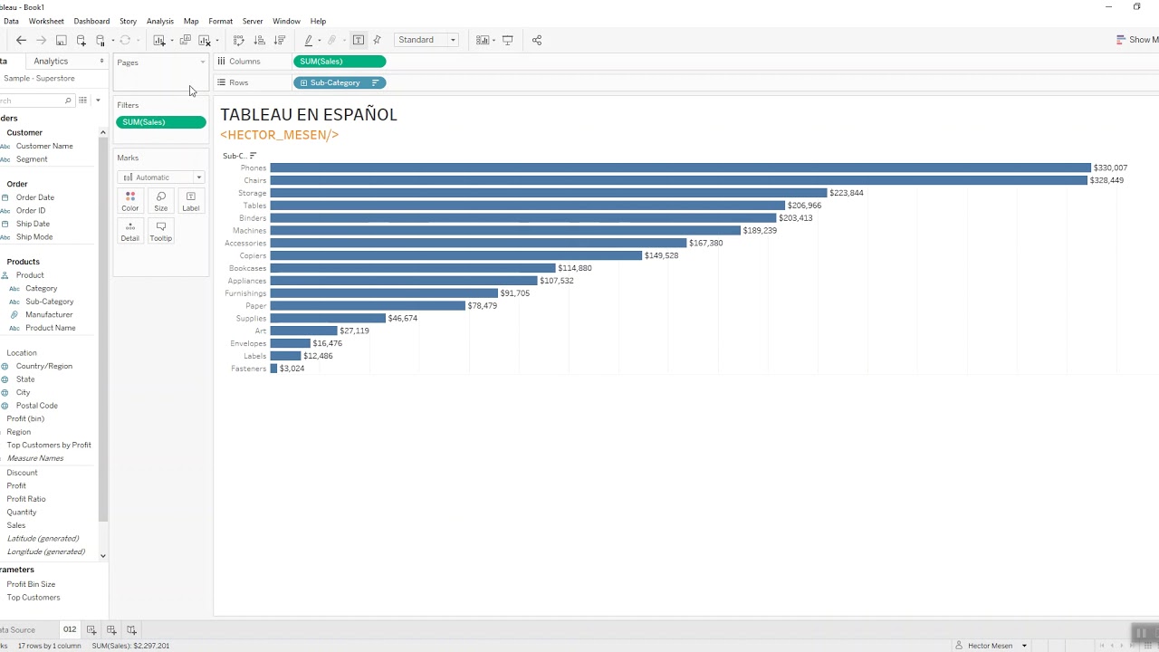 Tableau en Español: Filtro de medida, todos - YouTube