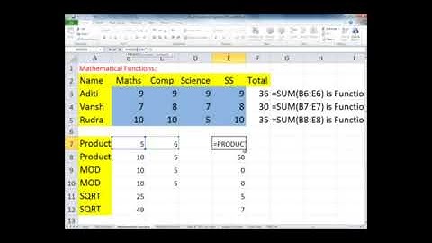 7 Computer/Lesson 2/Functions and Manipulation in Excel/Day2  Video #1/1
