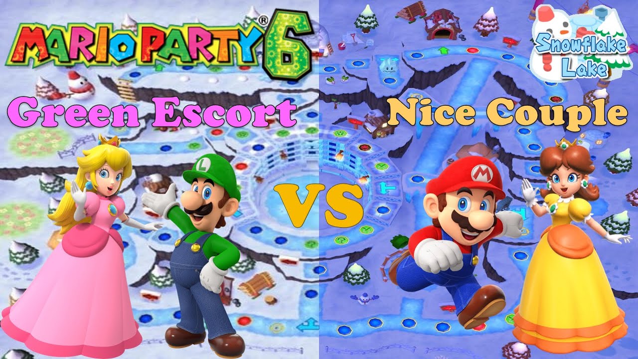 Mario Party 6 - Peach & Luigi vs Daisy & Mario - Snowflake Lake