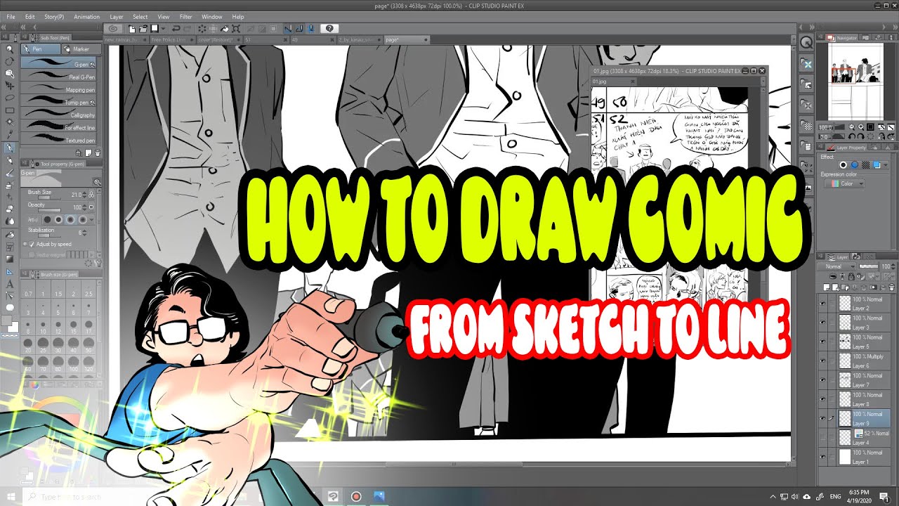 HOW TO DRAW COMIC : from sketch to line - LÀM SAO ĐỂ VẼ TRUYỆN TRANH : từ phác đến đi nét