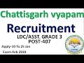 Chhattisgarh Vyapam Recruitment 2018, C.G. LDC AND Assistant Grade 3 Recruitment 2018