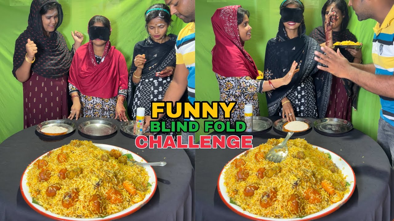 Blind Fold Funny Biryani Challenge With Family #challenge #biryani #funnychallenge