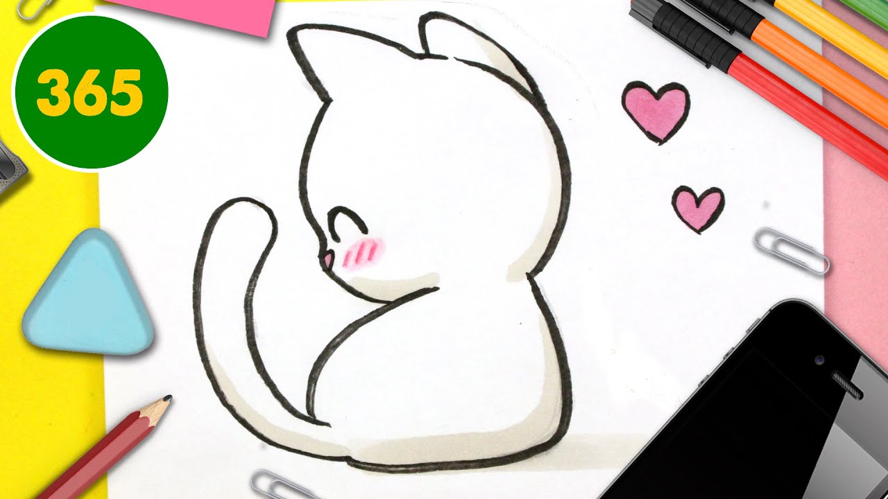 COME DISEGNARE GATTO KAWAII - Come disegnare animali - YouTube